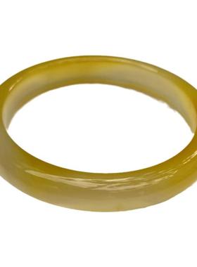 金黄色玛瑙扁条百搭圆形玉镯