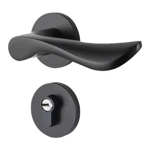 黑色铜芯磁吸静音门锁室内卧室房间门锁分体锁通用型木门锁门把手