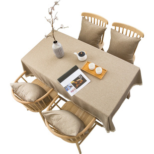 桌布布艺简约纯色长方形现代餐桌布棉麻亚麻正方形茶几布课桌台布