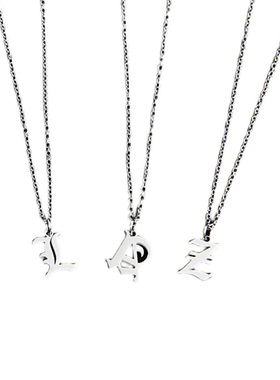 哥特风字母情侣吊坠项链