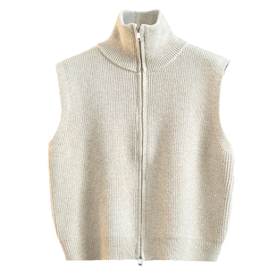 马甲新款2025针织衫今年流行的马夹立领无袖双头拉链衫毛衣背心厚