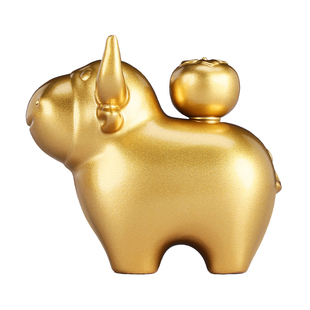 黄铜实心《牛市长虹》摆件可转动手摆件家居客厅办公室装饰品礼品