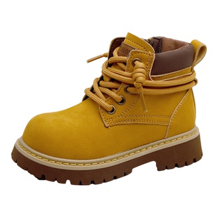 NIXIL 真皮经典英伦风小黄靴儿童马丁靴秋冬男童单棉靴子女童短靴