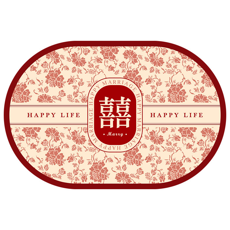 新婚婚房红色吸水防滑地垫浴室