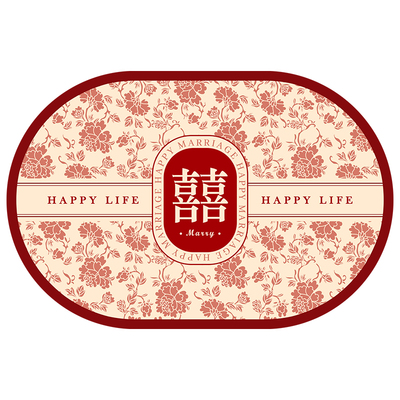 新婚婚房红色吸水防滑地垫浴室
