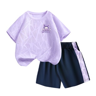 巴布豆女童套装2026新款儿童速干短袖运动服两件套夏季宝宝夏装薄