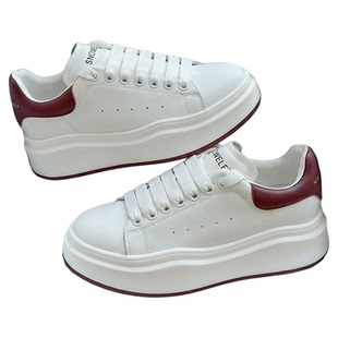 麦昆厚底小白鞋女2026新款春内增高女鞋百搭红色鞋子真皮休闲板鞋