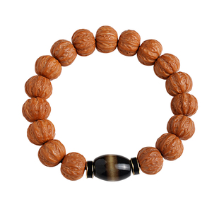 高端猴头京八棱手串粗筋猴头核桃凤羽聚宝盆文玩单圈菩提佛珠手链