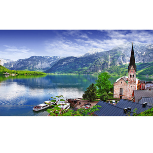 现代简约唯美风景画心山脉湖泊高清摄影客厅餐厅酒店画芯贴画微喷