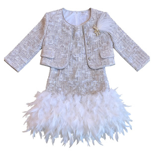 富家千金高级感裙子女童小香风套装连衣裙秋冬儿童公主裙生日礼服