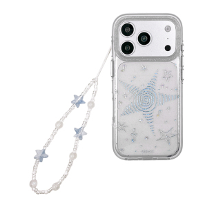kaia ins清冷镭射螺旋星星适用苹果17promax手机壳iphone16pro新款13女14pro带链条15pro全包透明防摔手机套