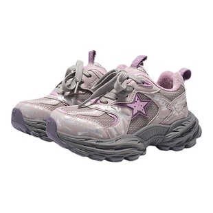 星期六童鞋儿童加绒老爹鞋冬季新款男童女童加厚保暖运动鞋二棉鞋