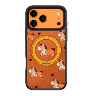 360旋转支架壳适用iPhone17Promax手机壳新款2026磁吸带支架苹果16Pro按键全包防摔套卡通ip15pm好看马年外壳