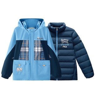 FILA KIDSx原田治联名系列斐乐儿童羽绒服2024冬新款男中大童外套