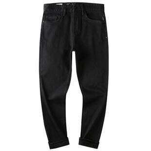 【高弹黑牛】卡宾黑色水洗牛仔裤男夏季轻薄休闲垂感直筒长裤