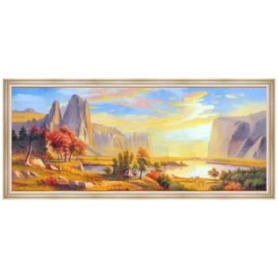 客厅装饰画山水画沙发背景墙风景壁画欧式正品油画肌理聚宝盆挂画