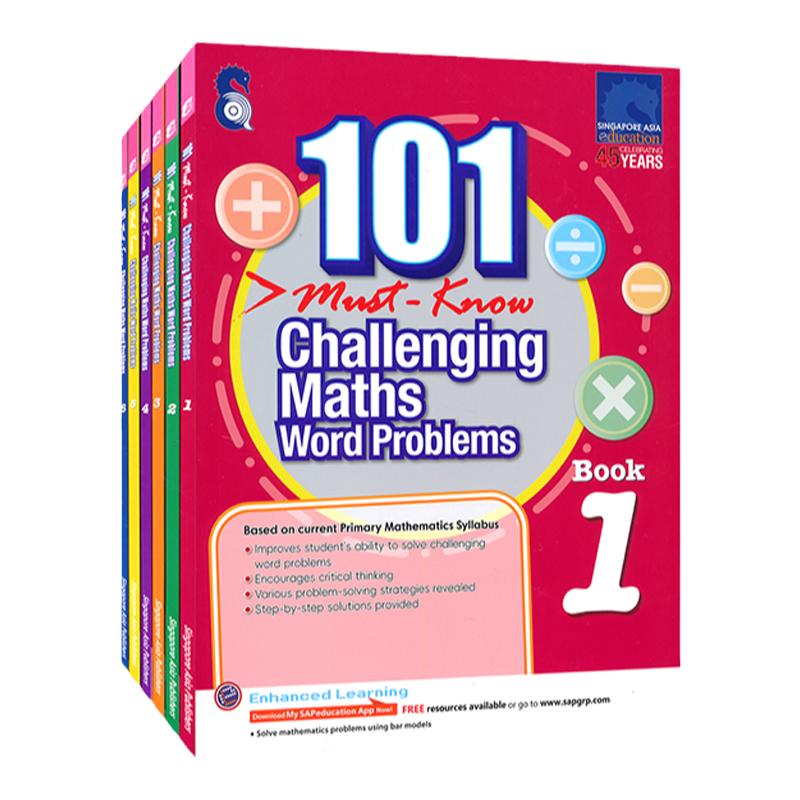 新加坡小学数学 SAP 101 Challenging Maths Word Problems 6 Books 101道数学应用题1-6年级 新加坡sap英文原版练习册 建模思维