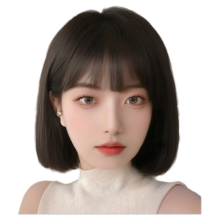 短发假发女自然全头套式仿真发夏天薄款新款减龄波波头整顶假发套