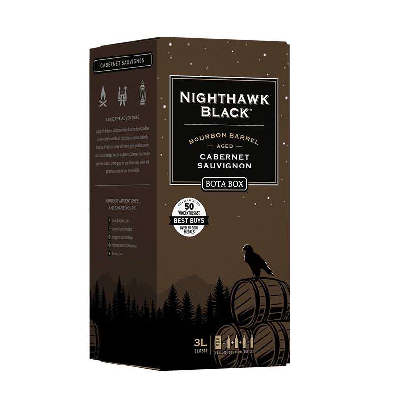 美国勃塔夜鹰红酒NIGHTHAWK BLACK赤霞珠红酒袋装盒装红酒3L进口