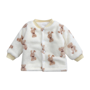 宝宝棉服冬季外套婴儿棉衣上衣秋冬装外出加厚加绒法兰绒保暖棉袄