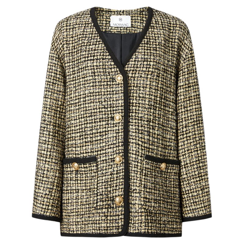商场同款 摩萨克秋法式格纹粗花呢小香风宽松休闲外套女