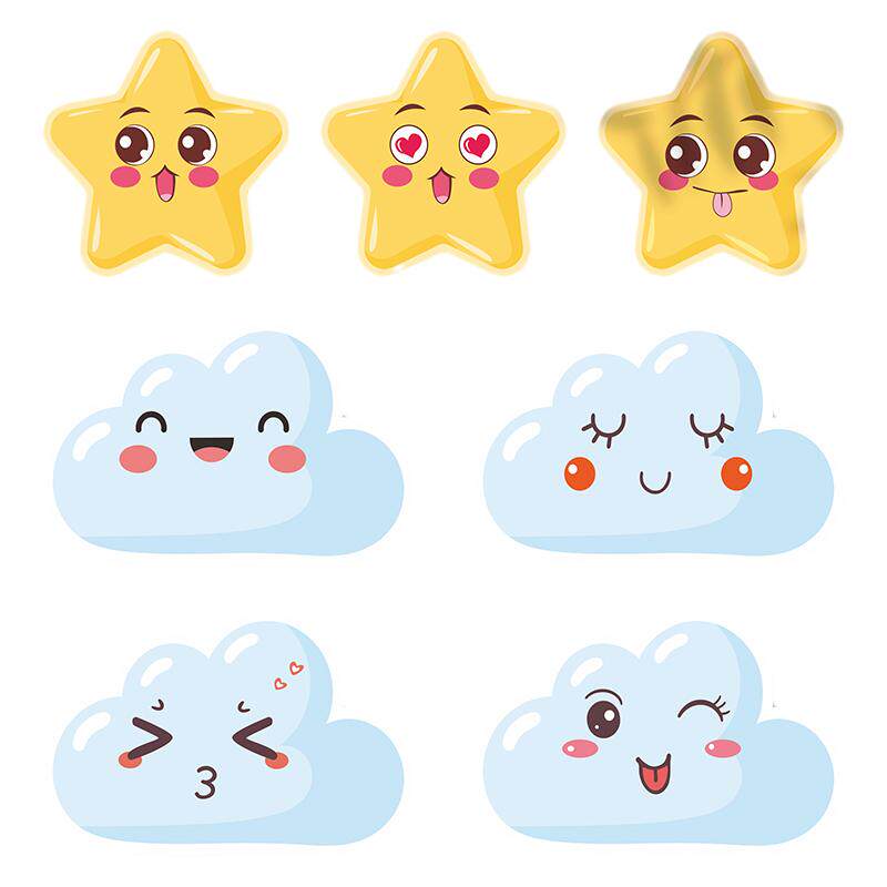 圆形星星云朵彩虹笑脸表情卡通可标志牌/提示牌/付款