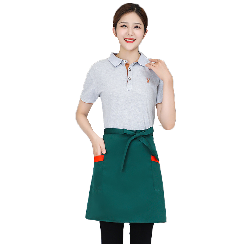 围裙餐饮专用酒店服务员小半身定制LOGO印字饭店火锅半截围腰系腰