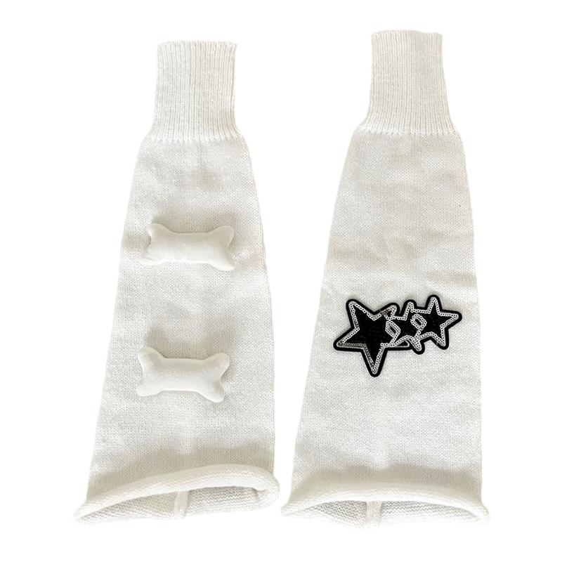 骨头星星喇叭腿套个性原宿辣妹亚文化小腿袜y2k秋冬朋克堆堆袜套