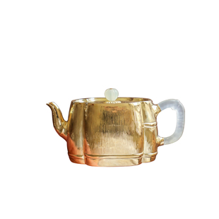 纯银时代鎏金竹韵泡茶壶足银999纯手工竹节精致文雅精工收藏120ml