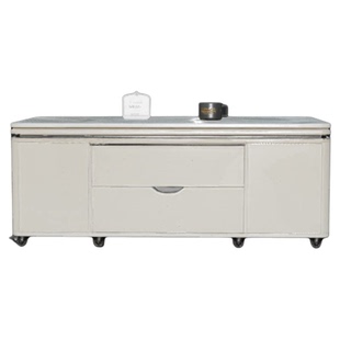 月入梦奶油风多功能升降茶几餐桌两用四抽大储物折叠伸缩岩板茶几