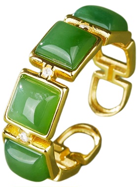 七彩云南和田玉戒指玉石指环女