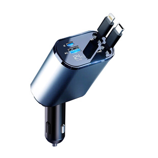 车载充电器超级快充适用华为120W汽车转换插座一拖三伸缩线点烟器