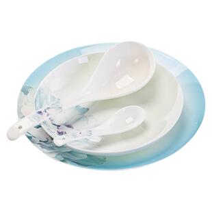 静待花开釉中彩碗盘碟子组合套盒景德镇骨瓷碗筷套装家用乔迁礼品