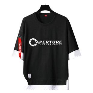 Aperture实验室传送门2光圈科技valve PS3短袖t恤衫男5五分袖衣服