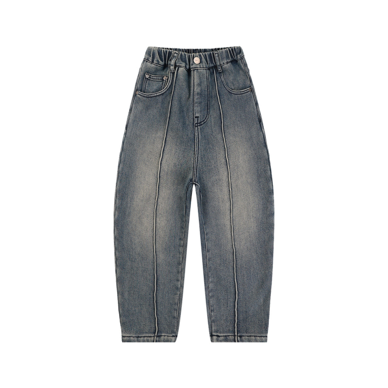 ebaer儿童时尚加绒牛仔裤2025秋冬新款男童百搭长裤童装休闲裤潮