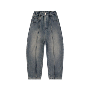 ebaer儿童时尚加绒牛仔裤2025秋冬新款男童百搭长裤童装休闲裤潮