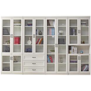 玻璃门落地书柜书架简约现代带门组合柜子储物柜多功能书橱F-206