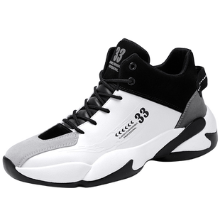 鞋子男春季中学生篮球运动鞋青少年休闲皮面防水老爹跑步潮鞋冬季