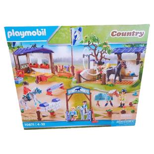 playmobil摩比世界玩具马场马洗澡马术训练拼插积木 儿童生日礼物