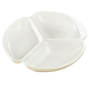 陶瓷三格餐盘家用分餐火锅葱姜蒜配料分格分隔盘备菜盘水果盘配菜