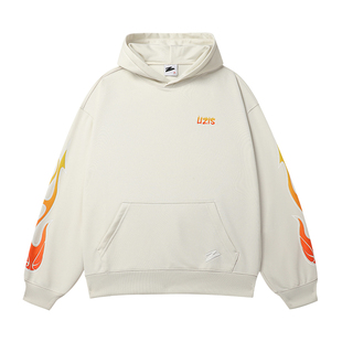 有志者UZIS美式运动卫衣男篮球跑步休闲宽松有志青年连帽上衣火焰