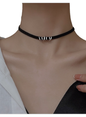 925纯银黑色choker项链女