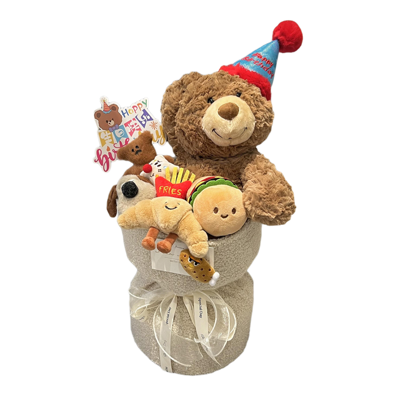 生日帽小熊花束玩偶公仔送女朋友