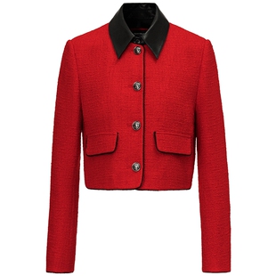 【一衣多穿】FF仿佛2025春新款正肩上衣花纱小香风红