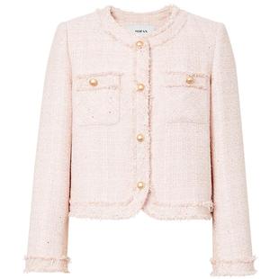 MOFAN摩凡2025春秋新品时髦亮片小香风外套女甜美韩系显瘦短外套