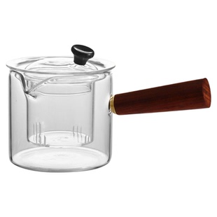 高硼硅耐热加厚直觉侧把煮茶壶功夫茶具套装木把玻璃泡茶壶带过滤