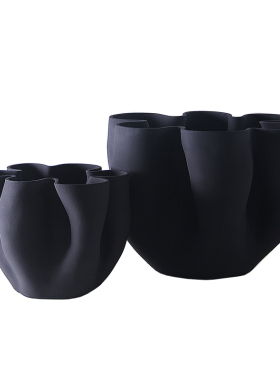 极简约褶皱黑白售楼部荷叶花瓶