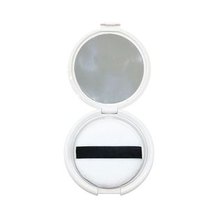 便携式超薄翻盖带镜子弹力网防漏带粉扑散粉分装盒迷你补妆定妆盒