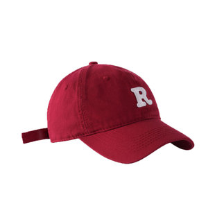 红色棒球帽女帽子2025秋冬新款软顶大头围大帽檐显脸小鸭舌帽男