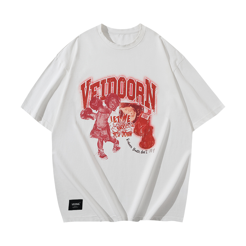 维动全力短袖男篮球运动针织美式圆领T恤衫纯棉宽松休闲半袖夏季V